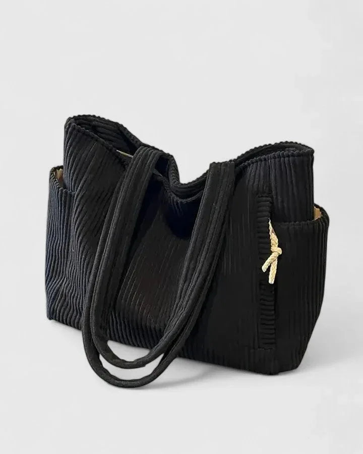 Jenna | Luxurious Ribbed Tote Bag with Cord Detail