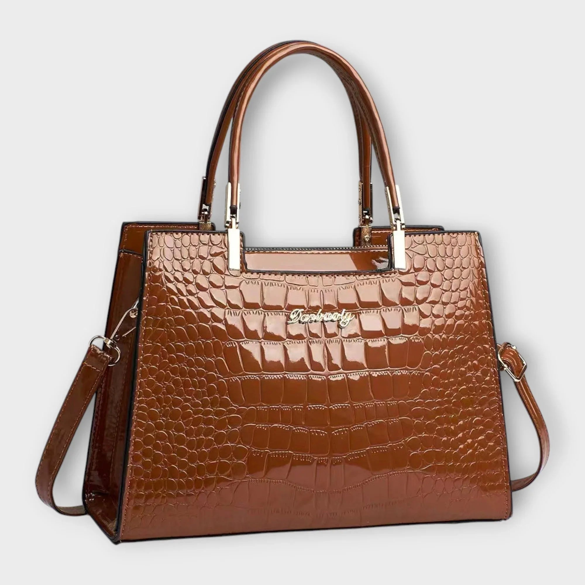 Stephanie | Glossy Crocodile Pattern Handbag