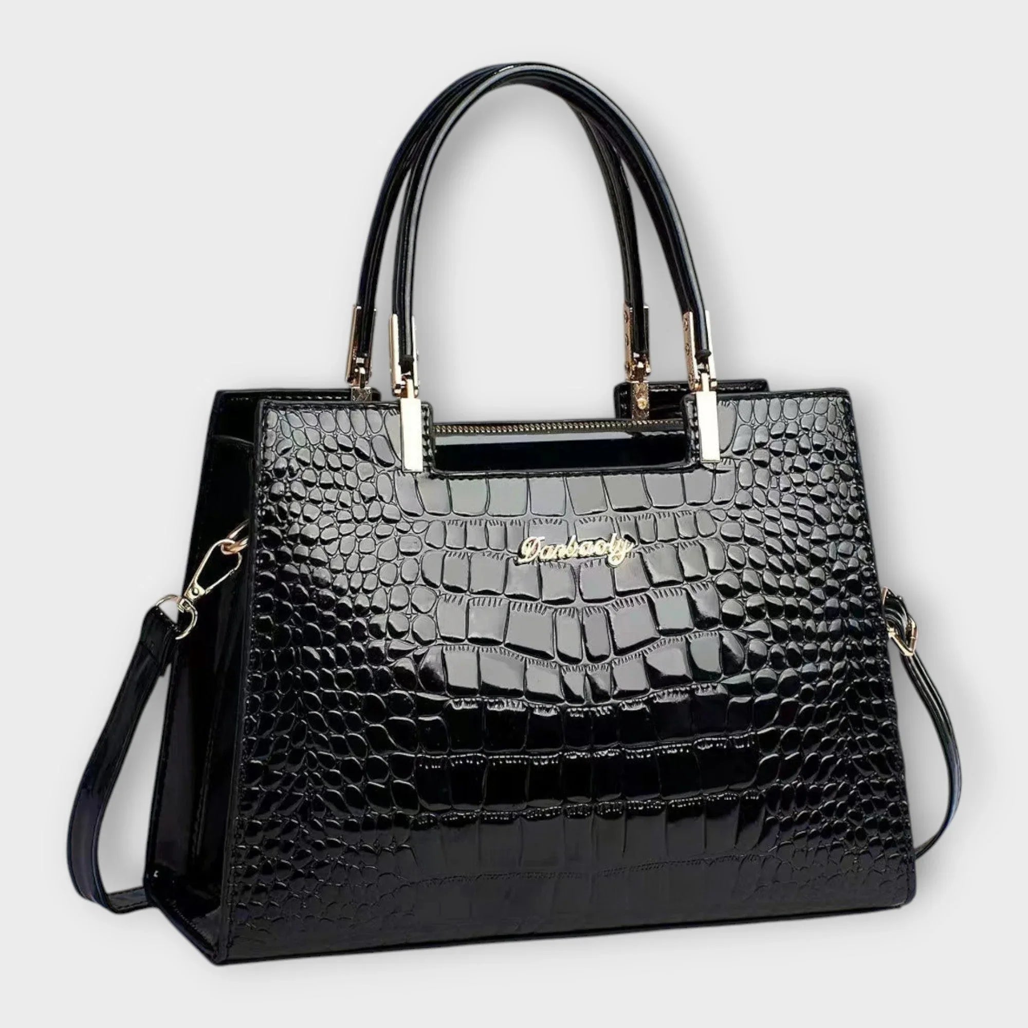 Stephanie | Glossy Crocodile Pattern Handbag