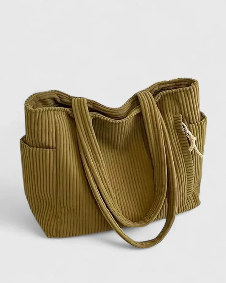 Jenna | Luxurious Ribbed Tote Bag with Cord Detail