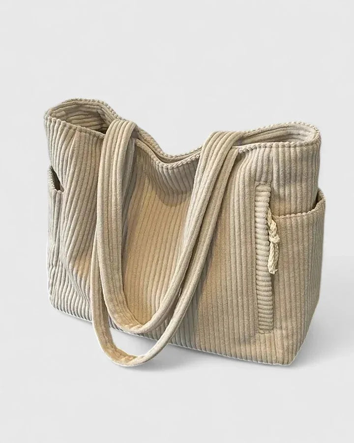 Jenna | Luxurious Ribbed Tote Bag with Cord Detail