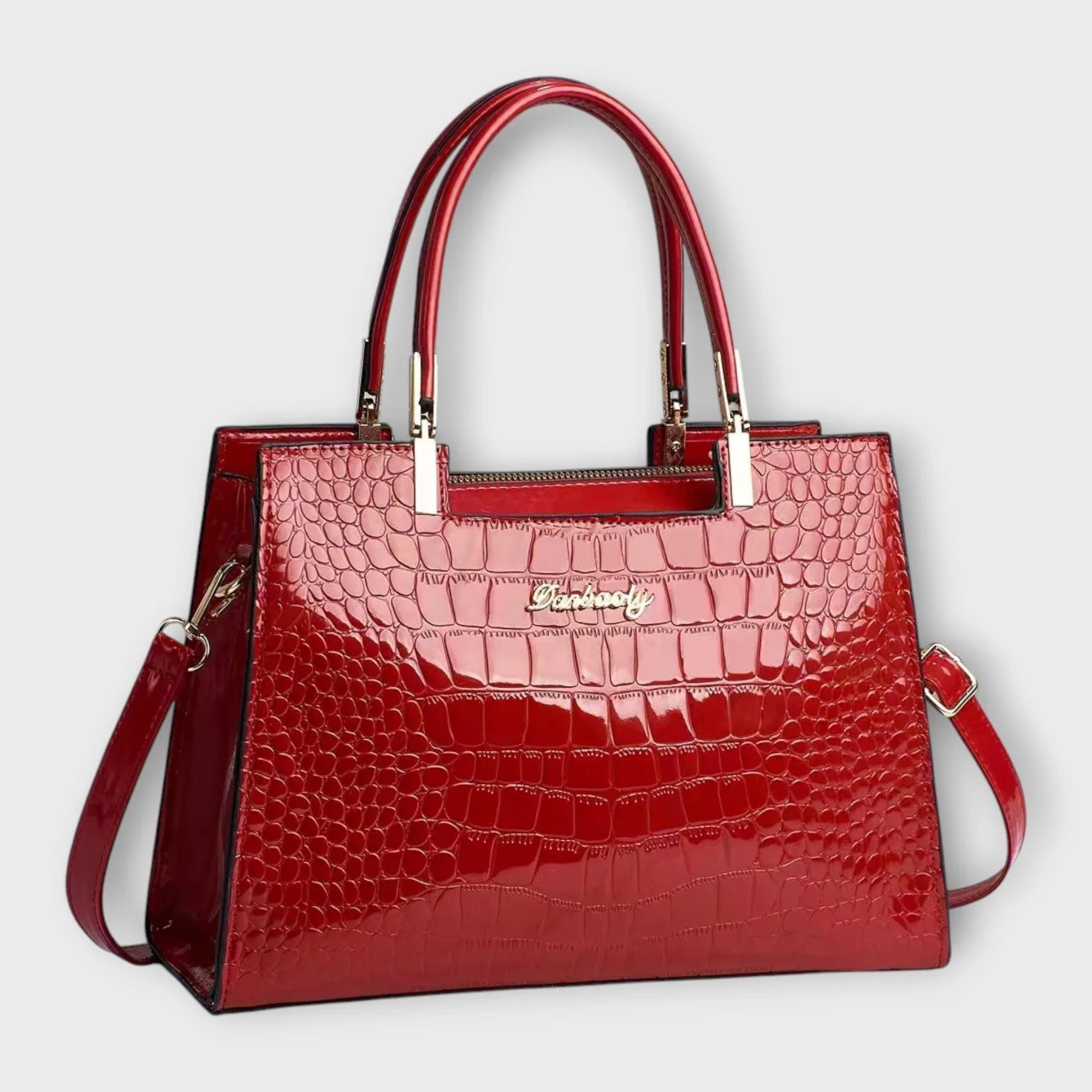 Stephanie | Glossy Crocodile Pattern Handbag