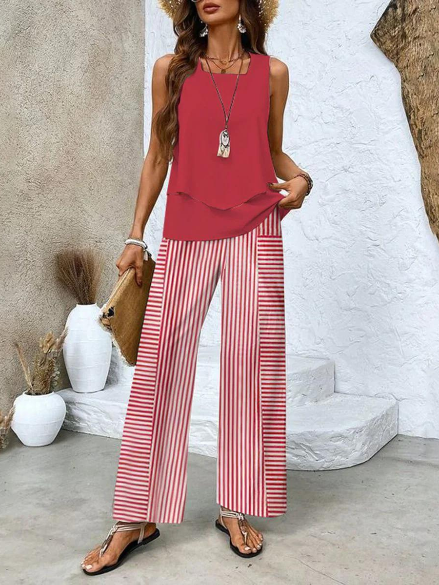 Corinne | Wide Leg Floral Print Two-Piece Set for Women