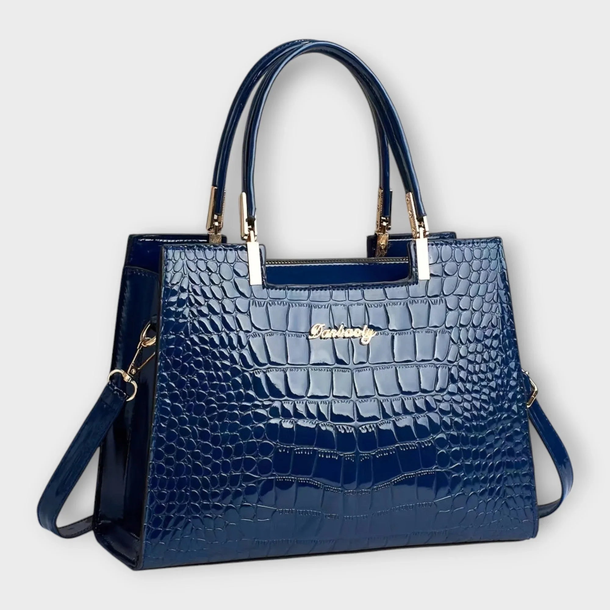 Stephanie | Glossy Crocodile Pattern Handbag