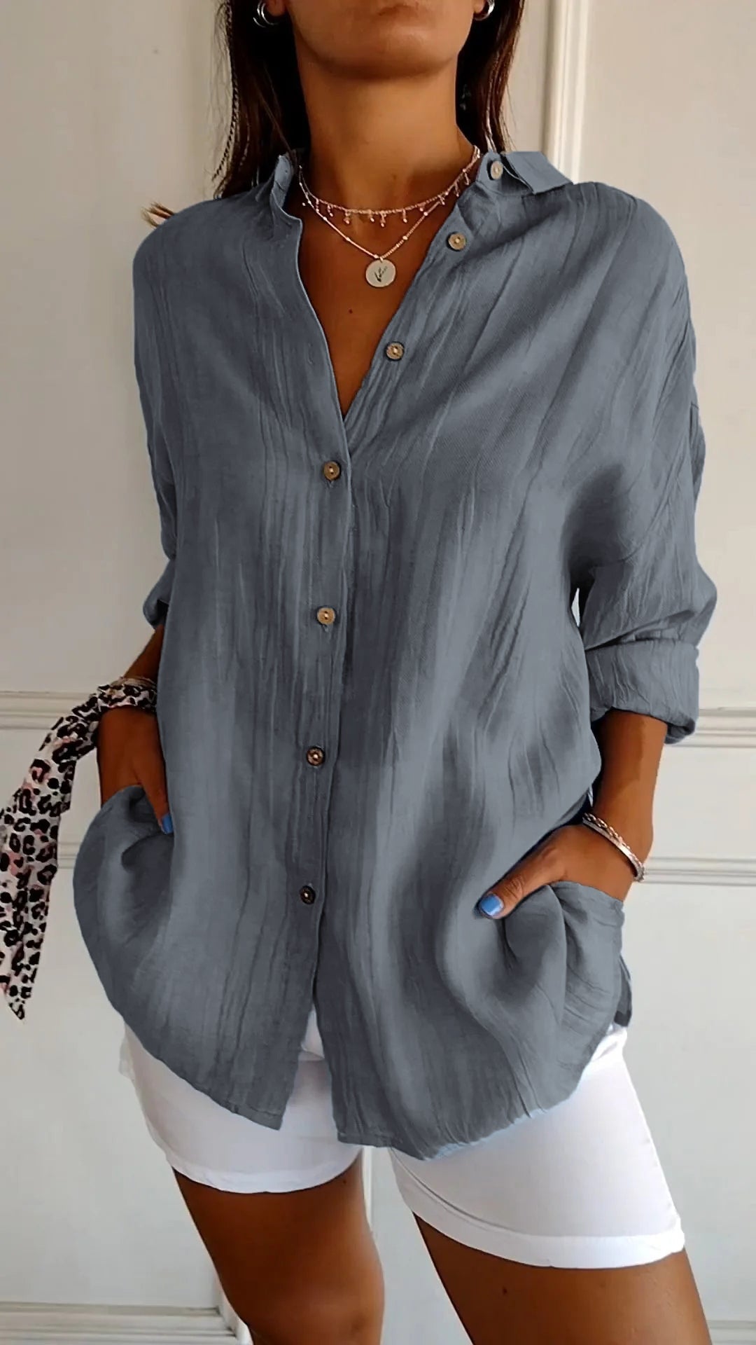 Oversized Button-Down Shirt for Women
