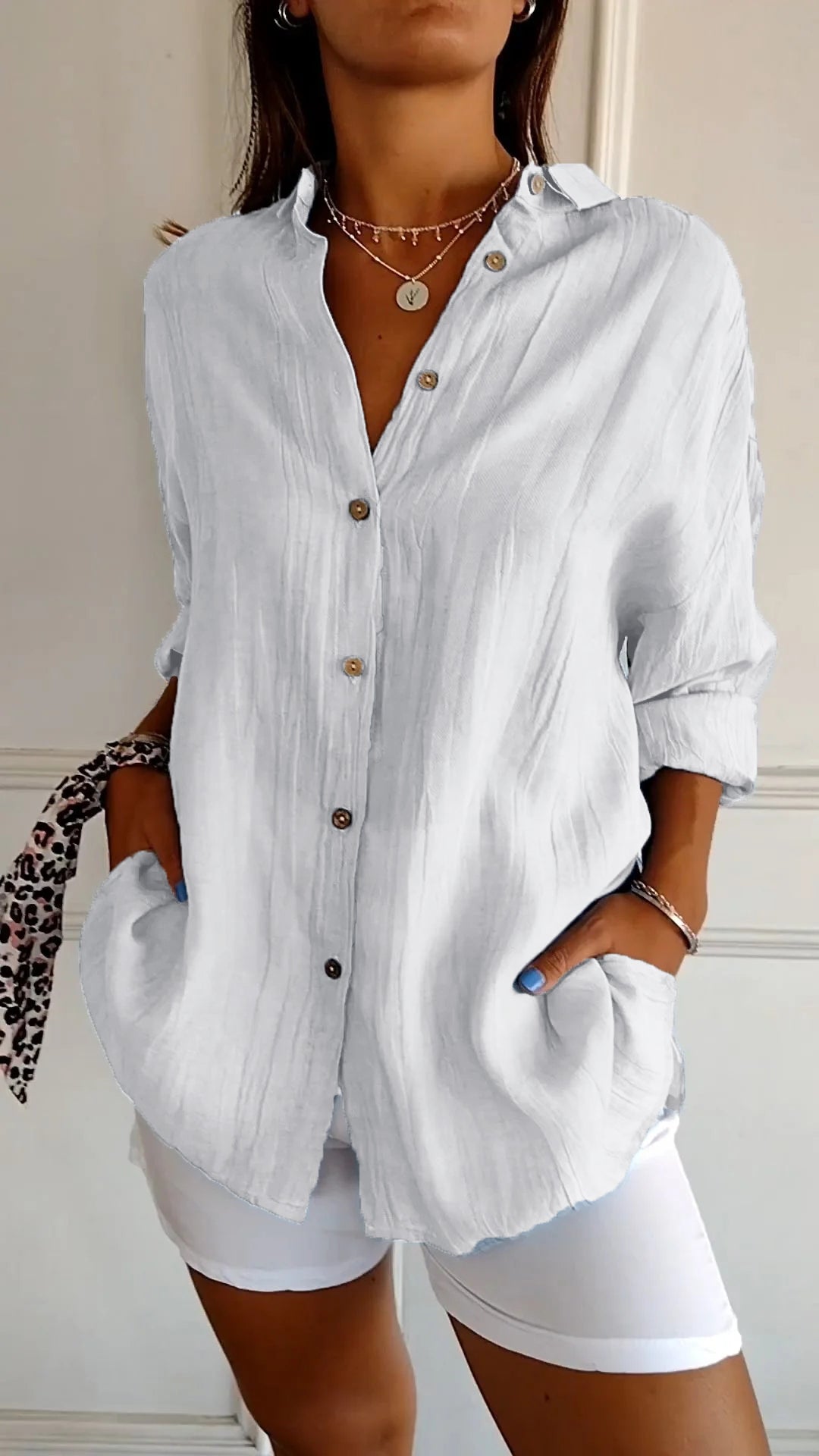 Oversized Button-Down Shirt for Women