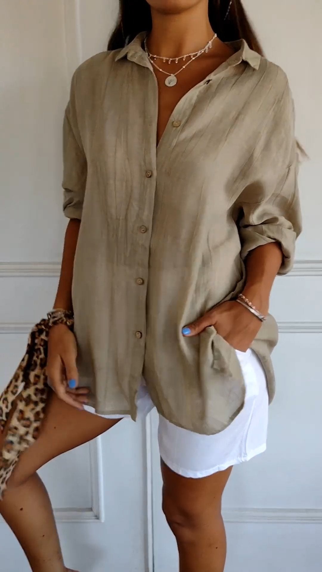 Oversized Button-Down Shirt for Women