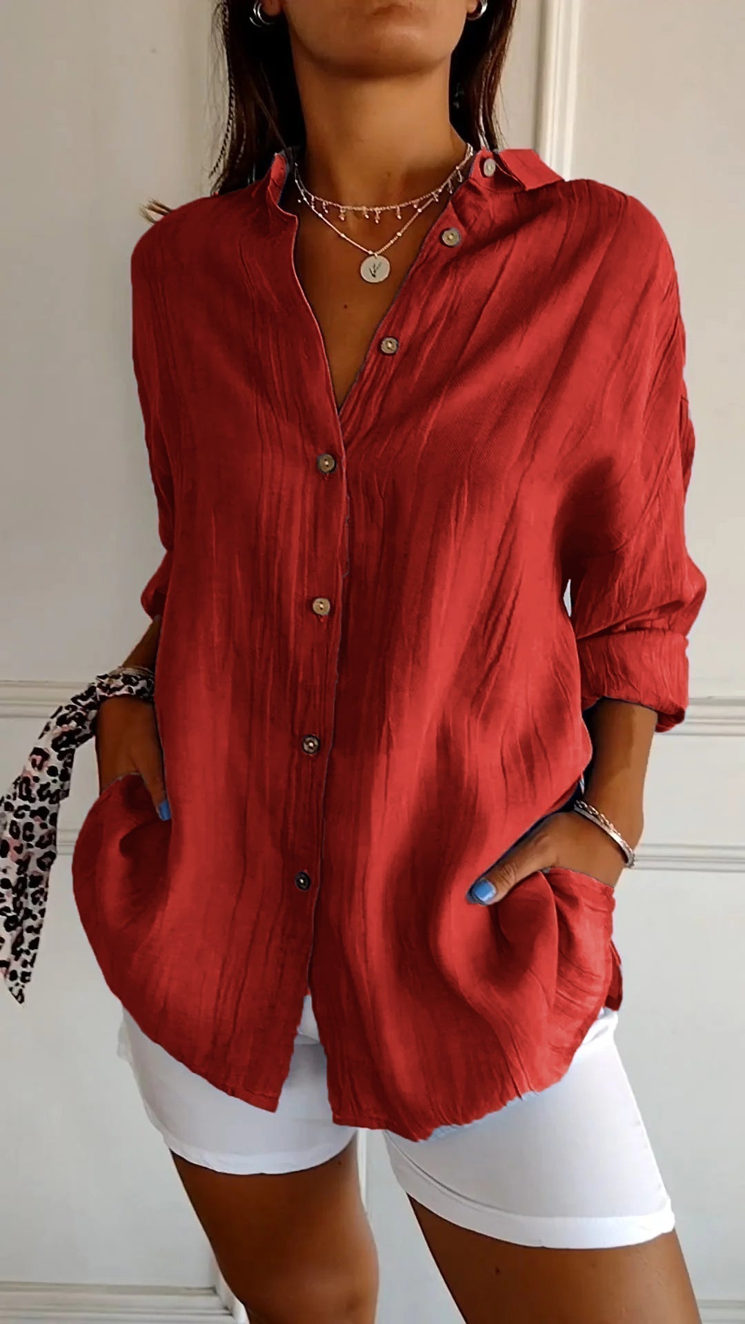 Oversized Button-Down Shirt for Women