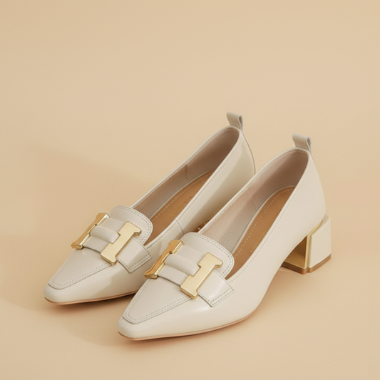 Grace | Pointed Toe Block Heel Loafers