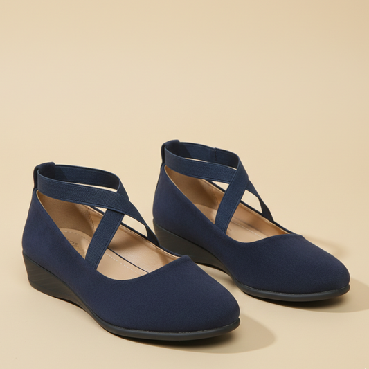 Hannah | Wedge Shoes with Elastic Cross Strap