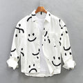 Bobbi | Smiley Face Print Button-Down Shirt for Women