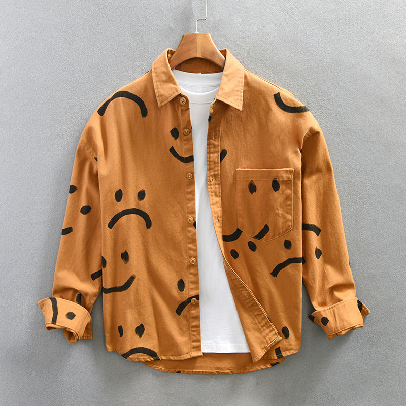 Bobbi | Smiley Face Print Button-Down Shirt for Women