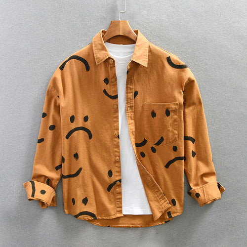 Bobbi | Smiley Face Print Button-Down Shirt for Women