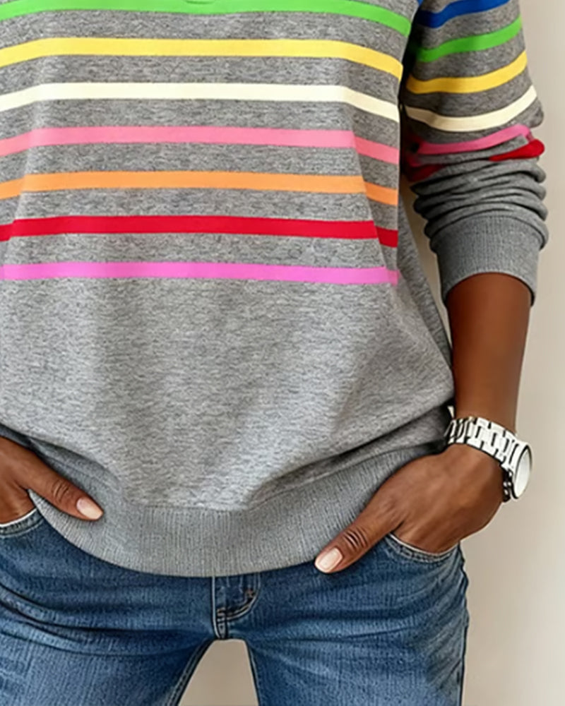 Rosetta | Striped Half Zip Sweatshirt for Women