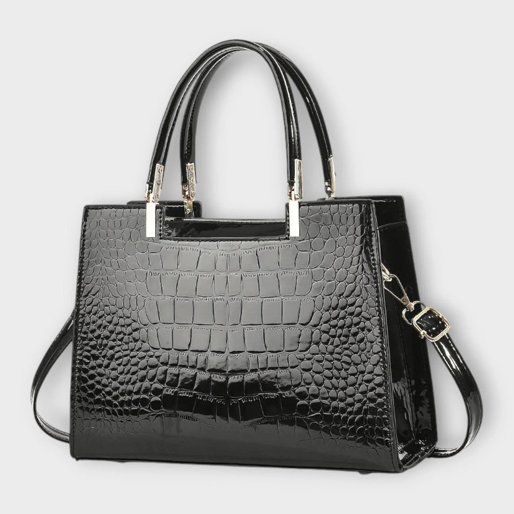 Stephanie | Glossy Crocodile Pattern Handbag