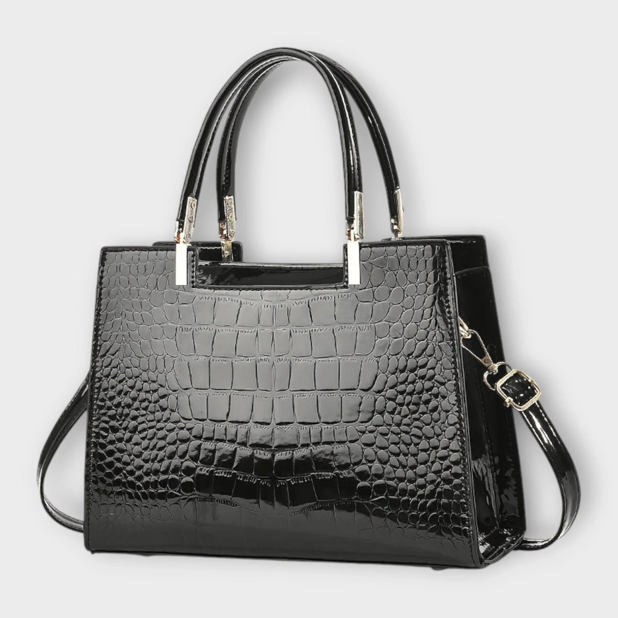 Stephanie | Glossy Crocodile Pattern Handbag