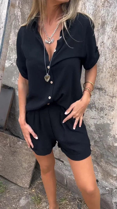 Aneta | Button-Down Shorts Set for Women